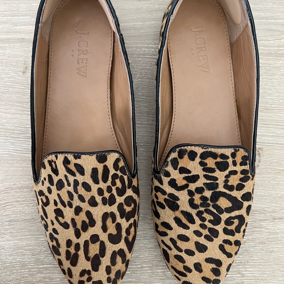 J Crew Addie Calf Hair/Leopard Loafers Size 7.5 - Picture 3 of 4